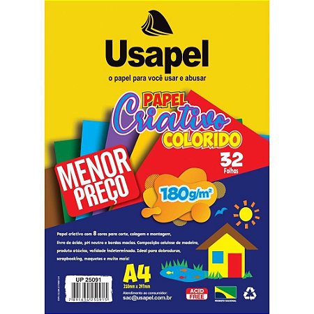 Bloco para Educacao Artistica Usapel 8CORES A4 180G. 32FL.