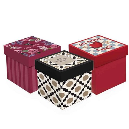 Caixa para Presente com Tampa 13X13X13CM (S)