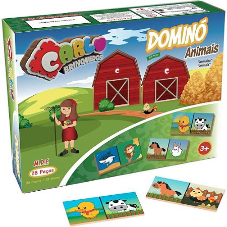 Domino Animais em Madeira 28PCS