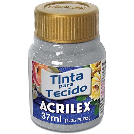 Tinta para Tecido Glitter 37ML Prata