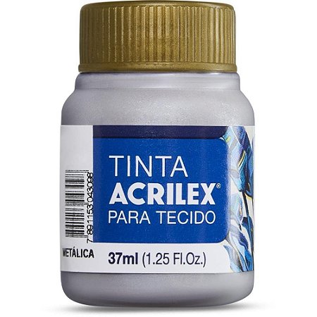 Tinta para Tecido Metalica 37ML Prata