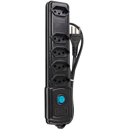 Filtro de Linha 5 Tomadas 1,0M Bivolt Preto