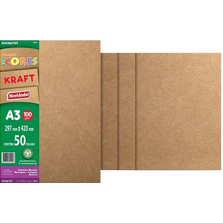 Papel KRAFT Folha KRAFT A3 50FLS 100G.