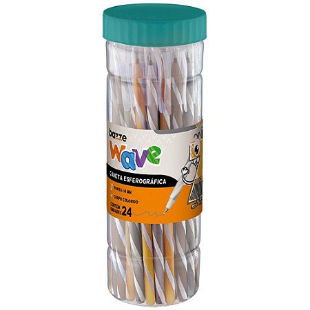 Caneta Esferografica Bazze Wave 1.0MM OURO/PRATA