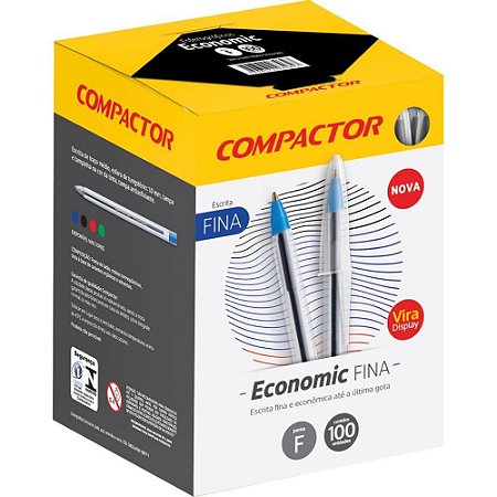 Caneta Esferografica Economic Fina Preta