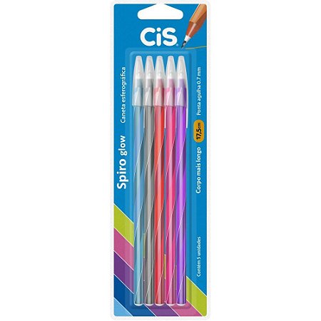 Caneta Esferografica CIS Spiro GLOW 0,7MM 5 Cores