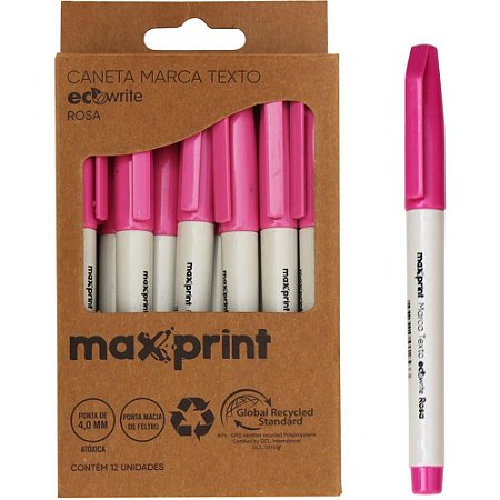 Caneta Marca Texto Ecowrite  Rosa