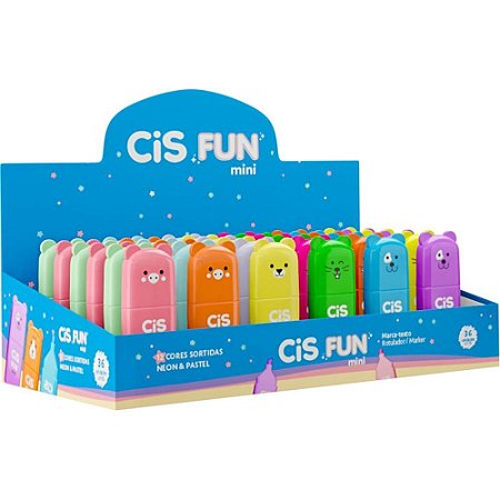 Caneta Marca Texto CIS FUN Mini 12 Cores Sortidas