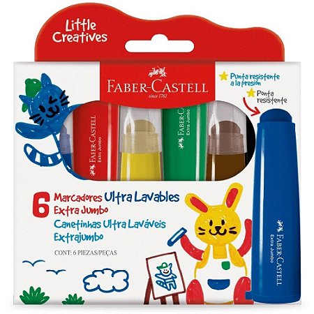 Caneta Hidrografica Jumbo 6 Cores Lavaveis L.creatives