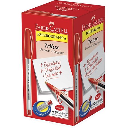 Caneta Esferografica Trilux Ponta Media Vermelha