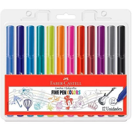Caneta com Ponta Porosa Fine Pen Colors 12 Cores