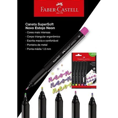 Caneta com Ponta Porosa Supersoft Pen 1.0MM 5CORES Neo