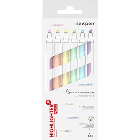 Caneta Marca Texto UP Pastel 6CORES
