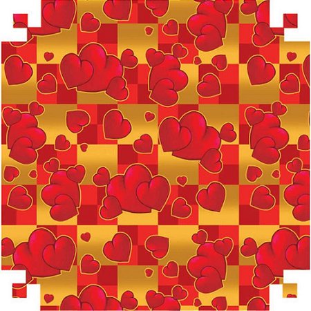 Papel Presente Bobina Couche 40CM.MOD 235 Coracao VM/OURO