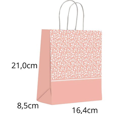 Sacola para Presente Decorada Nude Rosas PQ 16,4X21X8,5CM - SCRITY