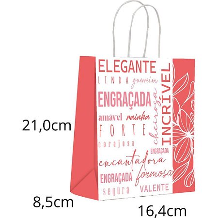 Sacola para Presente Decorada Virtudes PQ 16,4X21X8,5CM