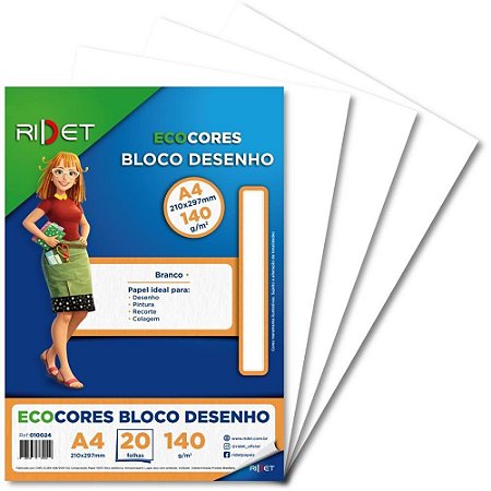Bloco para Educacao Artistica Desenho BCO A4 140G.20F.21X29C