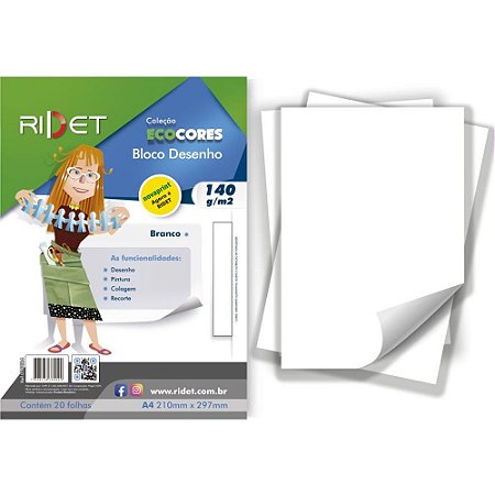 Bloco para Educacao Artistica Desenho BCO A4 140G.20F.21X29C