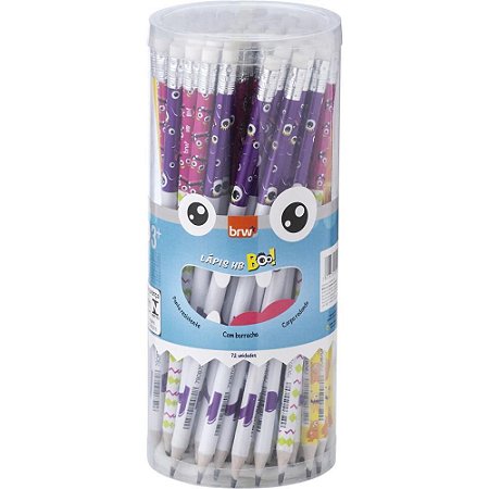 Lapis Preto Redondo Decorado HB Monsters com Borracha Sorti