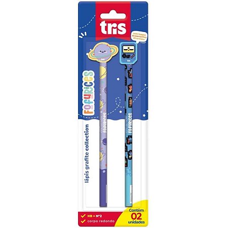 Lapis Preto Redondo Decorado TRIS Fofurices C/BORRACHA (S)