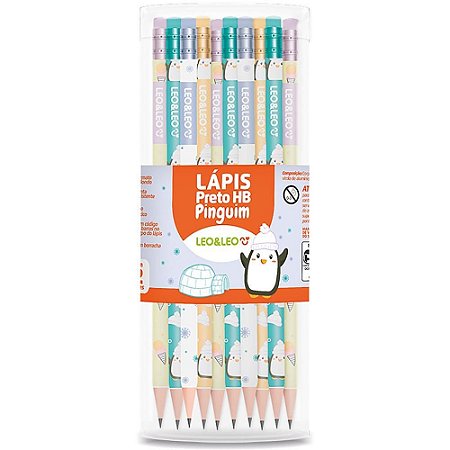 Lapis Preto Redondo Decorado Pinguim HB C/BORRACHA (S)