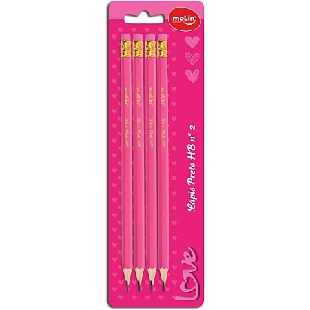 Lapis Preto Redondo Love PINK HB C/BORRACHA
