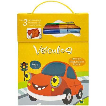 Livro Infantil Colorir Magico Veiculos C/CANETA 80P