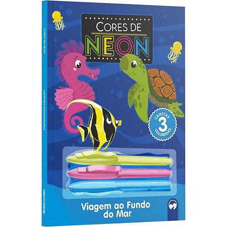 Livro Infantil Colorir Cores Neon Fundo do MAR 48PG