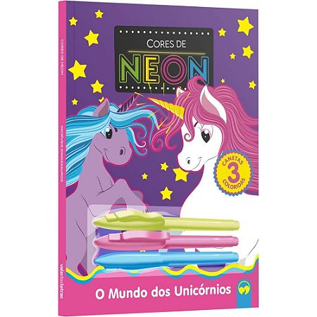 Livro Infantil Colorir Cores Neon Unicornios 48PG