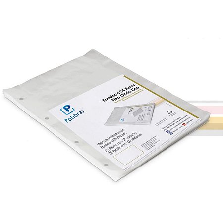 Envelope Plastico Oficio 4FUROS Fino 0,06MM (7898504392348)