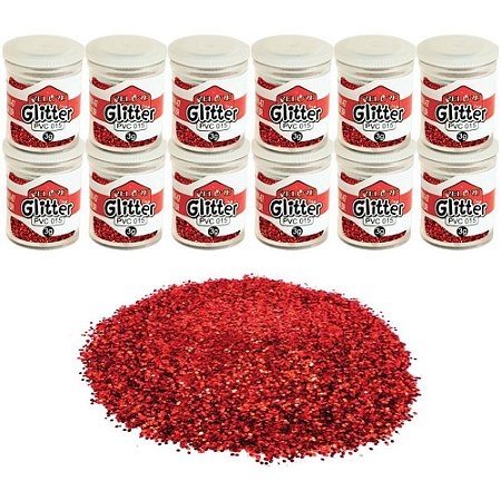 Glitter PVC Vermelho Potes 3G
