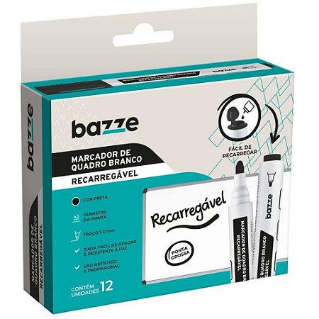 Pincel Quadro Branco Recarregavel Bazze Preto