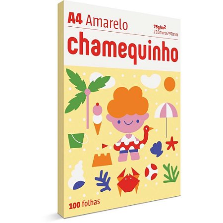 Papel Sulfite A4 Colorido Chamequinho 75G Amarelo