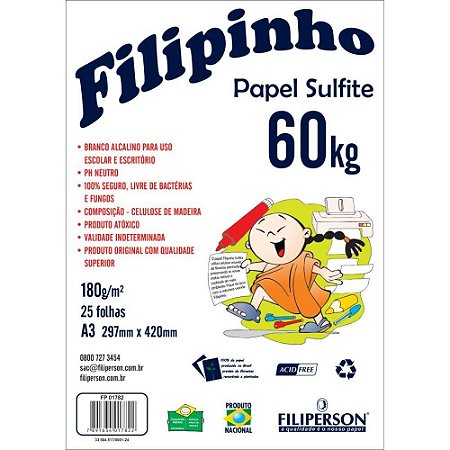 Papel Sulfite A3 60 Kilos 25FLS. Branco