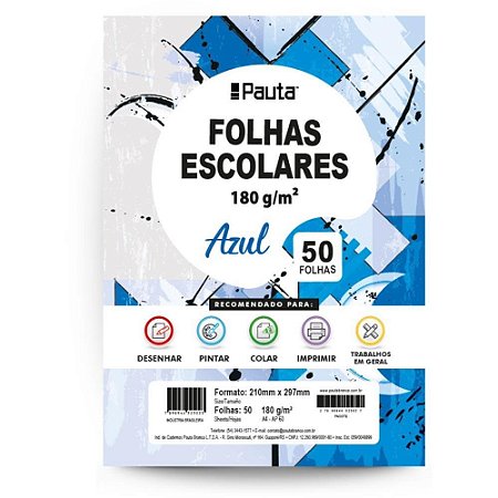 Papel Sulfite A4 Colorido AP60 180G 60KG. Azul 50FLS.