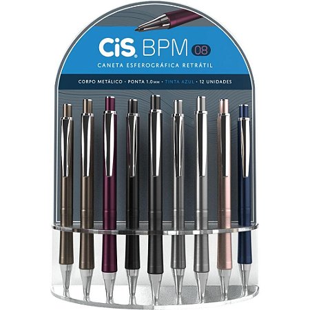 Caneta Retratil CIS Metalic BPM-08 1.0MM AZ (S