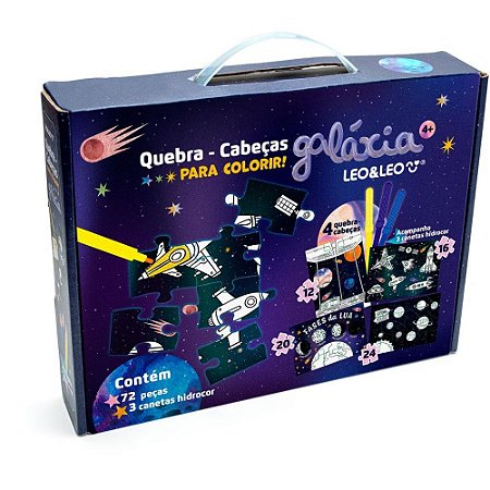 QUEBRA-CABECA Cartonado Galaxia para Colorir 4EM1