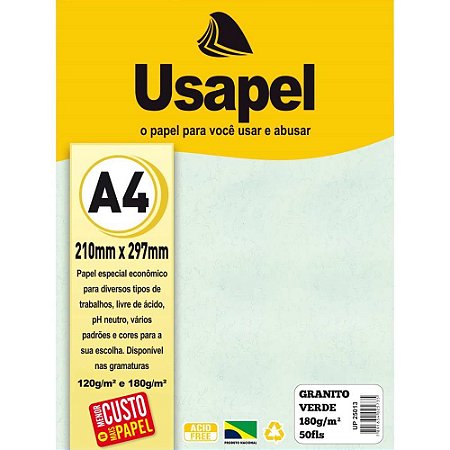 Papel A4 Granito Usapel Verde 180G.