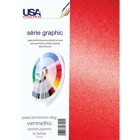 Papel A4 Perolado Color Graphics 180G Vermelho