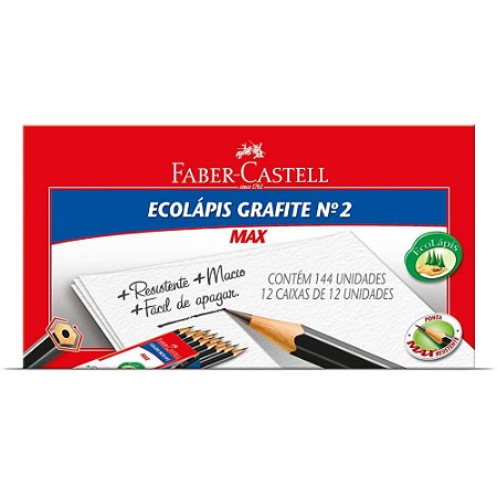 Lapis Preto Sextavado Ecolapis MAX N.2 Preto - CX C/144 Faber Castell