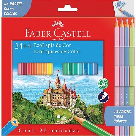 Lapis de COR Sextavado Ecolapis 24CORES + 4PASTEL