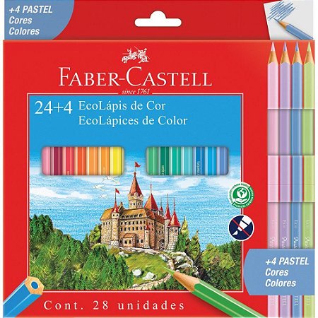 Lapis de COR Sextavado Ecolapis 24CORES + 4PASTEL