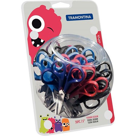 Tesoura Escolar Supercort Monster 12,5CM Color