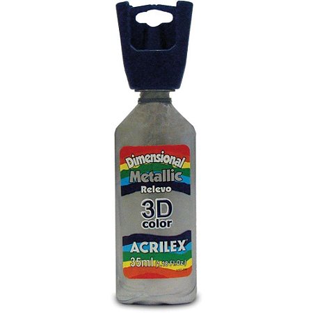 Tinta Relevo Dimensional Metalica Prata 35ML