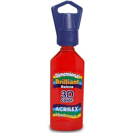 Tinta Relevo Dimensional Brilhante Vermelho Fogo 35ML