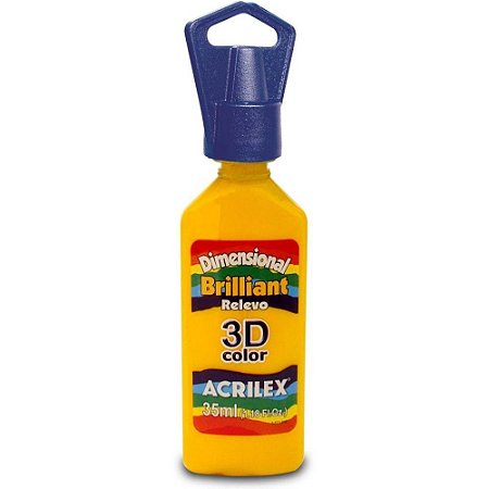 Tinta Relevo Dimensional Brilhante Amarelo Ouro 35ML