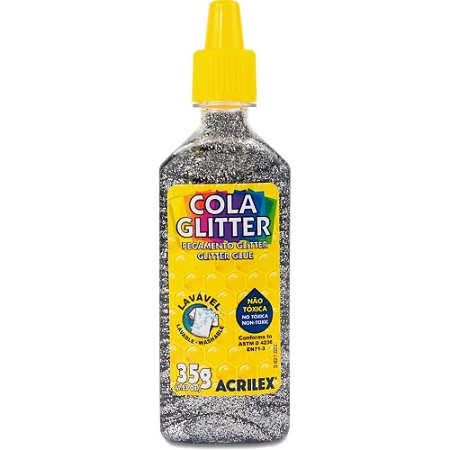 Cola com Glitter Tubo 35G. Prata