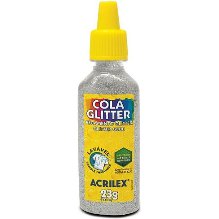 Cola com Glitter Tubo 23G. Prata PCTE C/12 - Acrilex