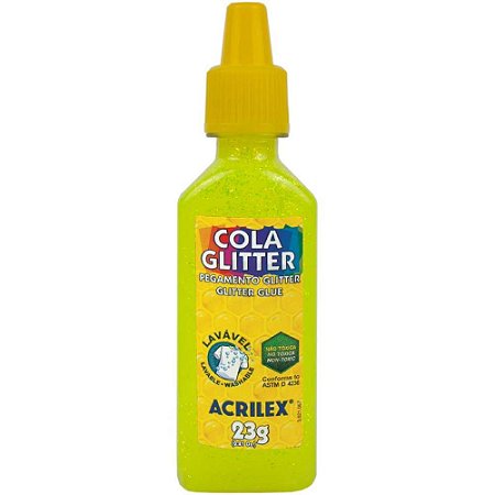 Cola com Glitter Tubo 23G. Amarelo Limao