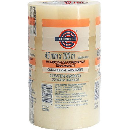 Fita para Empacotamento PP 33 45MMX100M Transparente